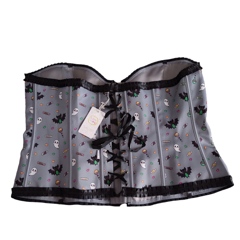 NWT Little For Big 4X Halloween Ghost Candy Print Lace Up Corset
